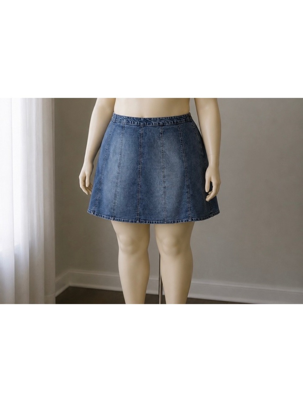 Squeeze Size 24 Denim Panel A-Line Midi Skirt